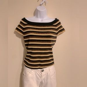 Scoop neck striped knit top